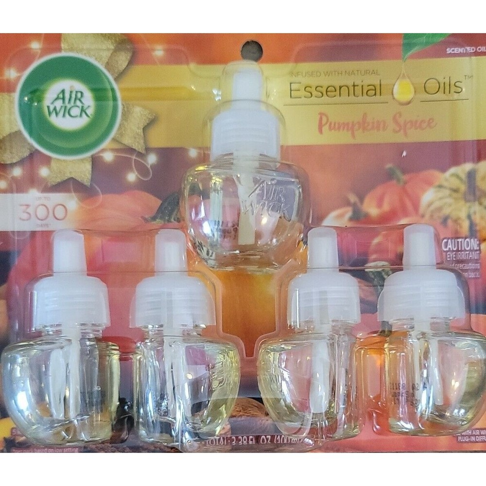 Air Wick Plug in Scented Essential Oils 5 Refills Pumpkin Spice NEW
